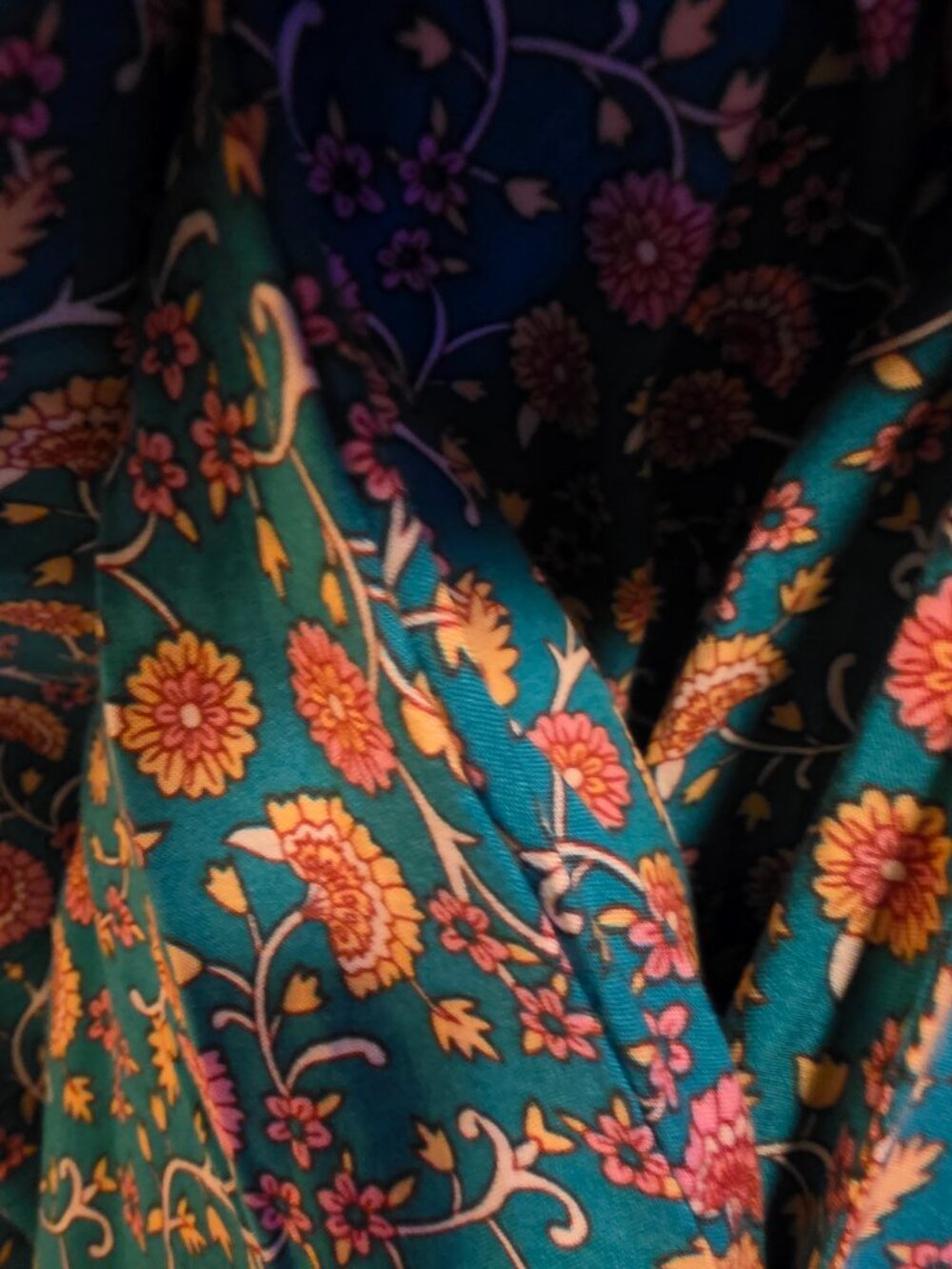Natural Life Avery Midi Women's Green Floral Cottagecore Prairie Dress Sz L - Picture 5 of 11